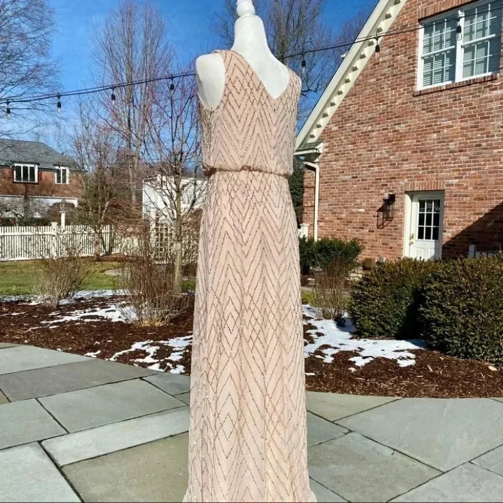 Anthropologie BHLDN Blaise Sequin Embellished Maxi Gown Long Dress in Blush